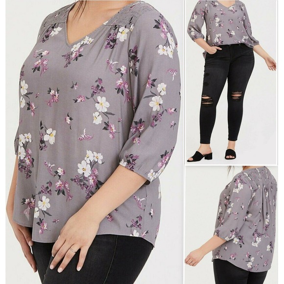 torrid Tops - TORRID Women's 2 Lavender Floral Boho Cottagecore